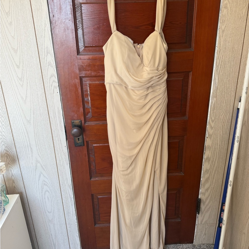 Azazie Strapless Beige Dress
